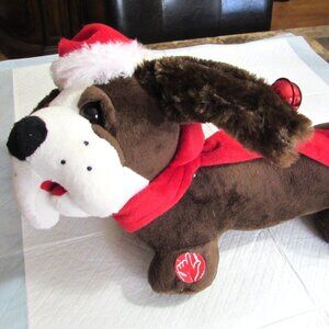 DAN DEE Christmas Plush Weiner Dog W/Elvis "Hound Dog" & Bells on Flapping Ears